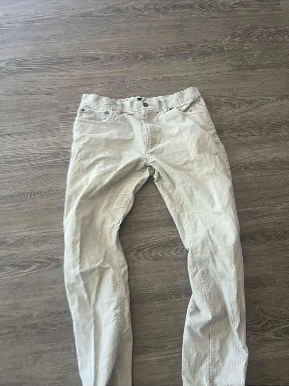 J.Crew The Sutton Mens 32x30 Ivory Corduroy Straight Leg Pants Cotton Mid Rise